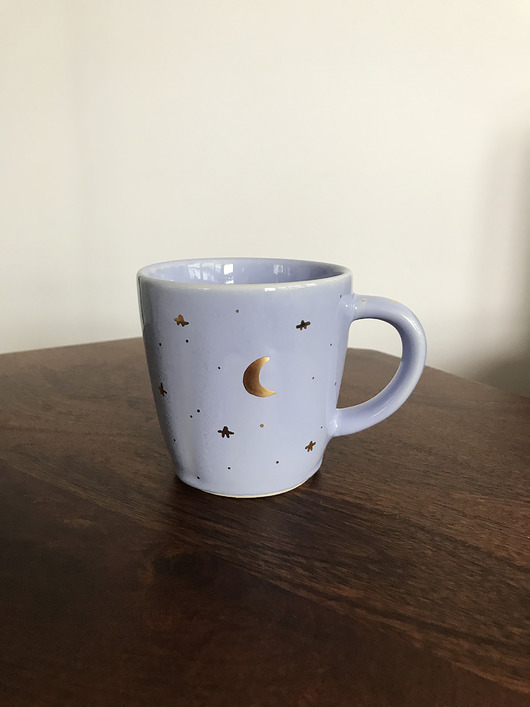Ceramiczny kubek z uchem lawendowy ELEMTHEBRAND