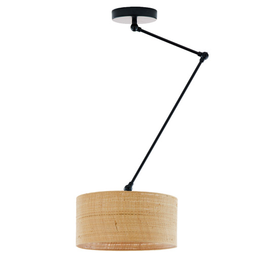 lampy wiszące Regulowana lampa sufitowa nad stół w stylu boho NEWA BOHO kloszem z rattanu