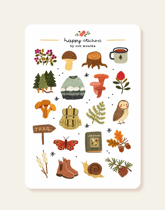 naklejki i wlepy Spacer Po Lesie - arkusz papierowych naklejek A6