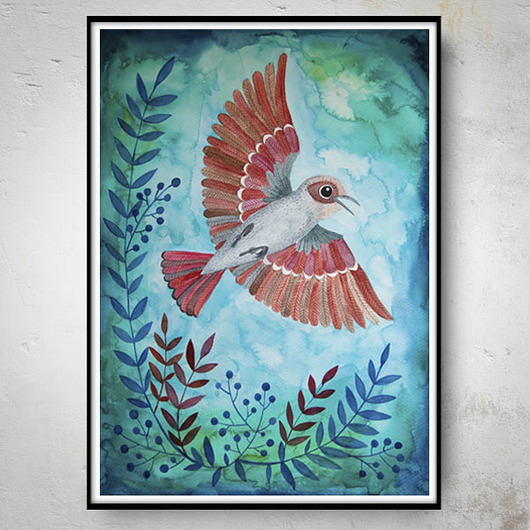 FLYING BIRD plakat 30x40cm muamua design