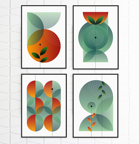 LATO - zestaw czterech plakatów PLAKATY GEOMETRYCZNE