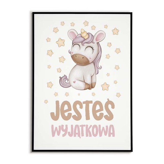plakaty Plakat  JEDNOROŻEC dla dziecka JESTEŚ WYJĄTKOWA