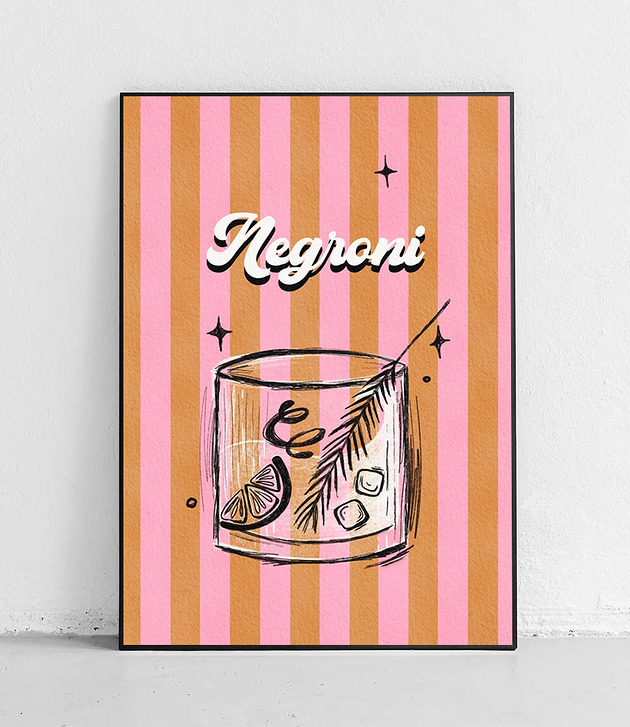 plakaty Plakat Negroni i różowe pasy