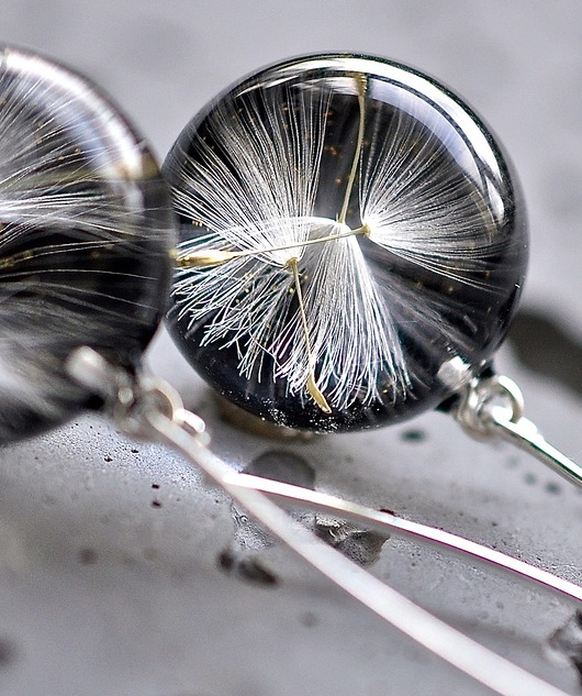Kolczyki srebrne z nasionami dmuchawca Grol Jewellery