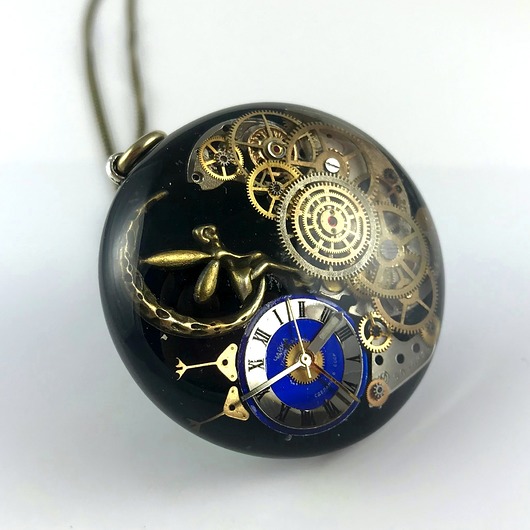 Calineczka II - wisior steampunk - UNIKAT  DROBINY CZASU