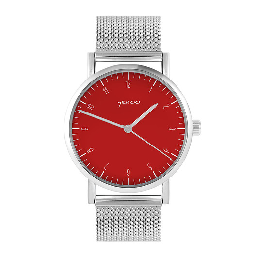zegarki unisex Zegarek - Simple czerwony - bransoleta mesh