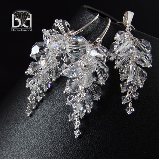 Komplet Gronkowy kryształ Swarovski Black Diamond