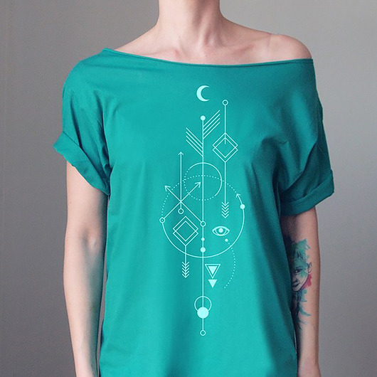 t-shirt damskie Alchemic Szafirowy Oversize