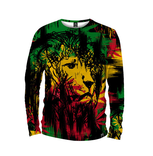 bluzy męskie Koszulka Longsleeve Męska DR.CROW Rasta Lion