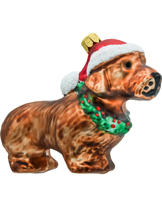 bombki Bombka choinkowa: Jamnik w czapce Mikołaja