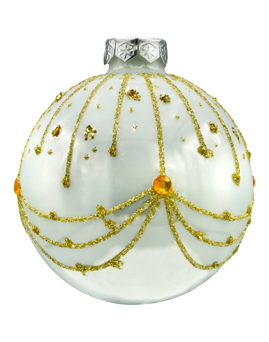 bombki Bombki okrągłe: perłowa biel z kryształkami