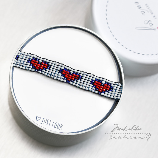 bransoletki ze szkła Love White Makaliboo - bransoletka z koralików