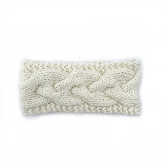 Biała wełniana opaska warkoczowa Holy Alpaca Knit
