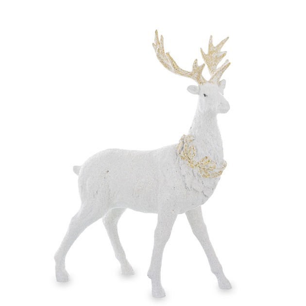 dekoracje świąteczne Figurka - renifer biały 36x28 cm stojący REN