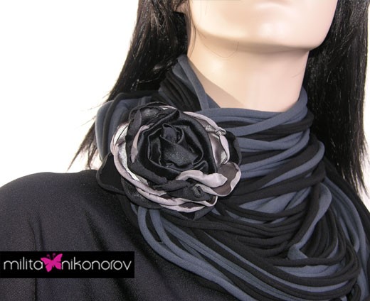 Naszyjnik dzianinowy :: black&grey milita nikonorov