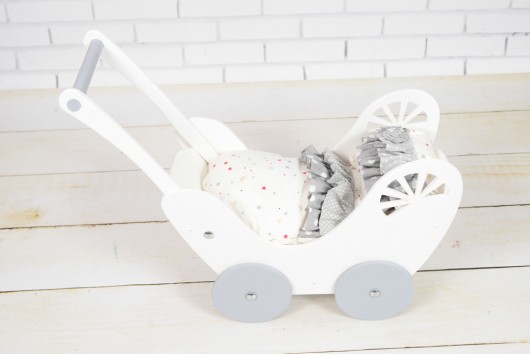 Wózek dla lalek Drewniany Pościel EKO LalaShop
