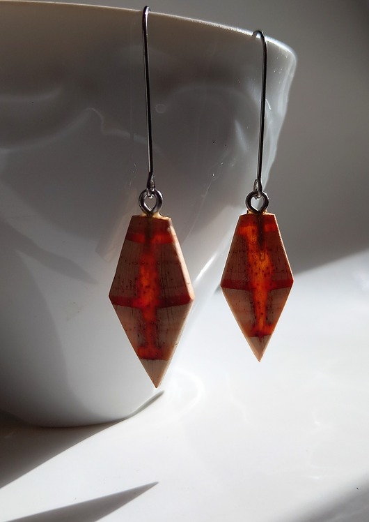kolczyki drewniane Drewniane kolczyki romby