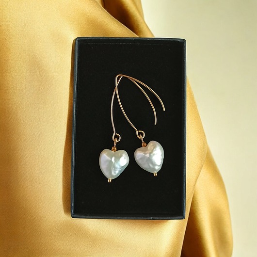 kolczyki z kamieniami Serce - perła : kolczyki : wyjątkowy prezent PREMIUM