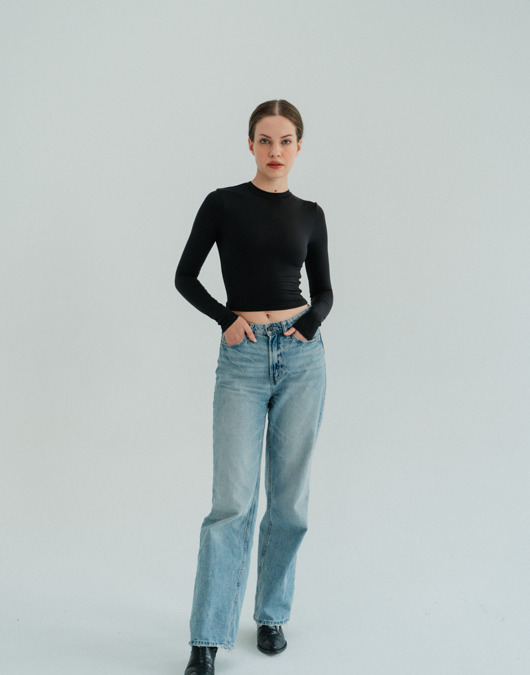 bluzki z długim rękawem damskie Longsleeve do jogi damski VOGUE - black sky