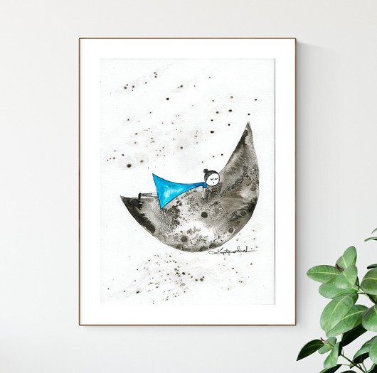 grafika A4 wykonana ręcznie, abstrakcja, Krystyna Siwek Art