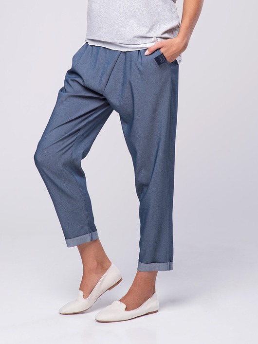 spodnie materiałowe damskie Spodnie  Boyfriend Jeans 415 ciemny jeans