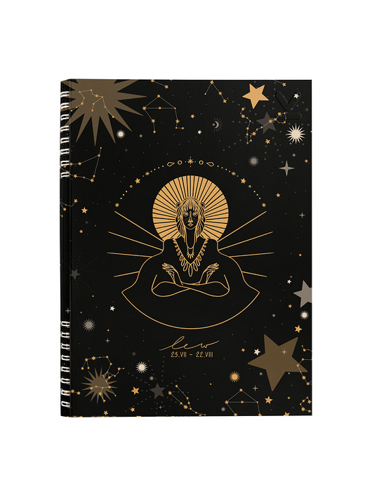 kalendarze i plannery NOTES ZODIAKI LEW  B5  160 stron  SZARE KRATKI