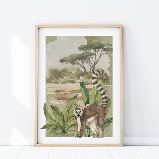 obrazy i plakaty do pokoju dziecięcego PLAKAT LEMUR P349
