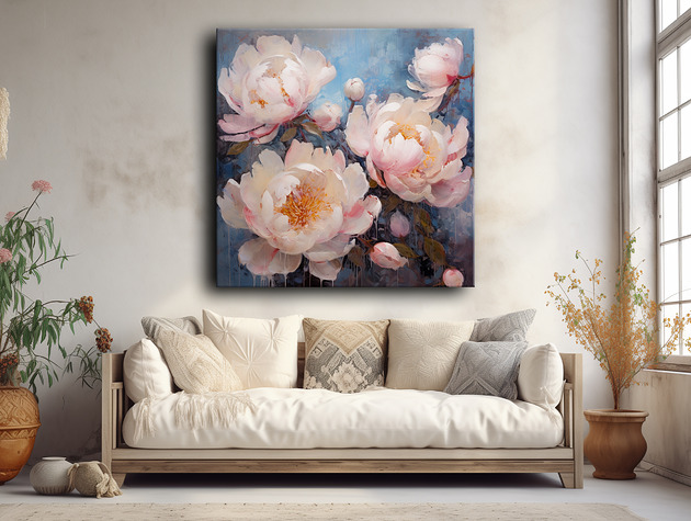 obrazy Kwiaty peonie - Obraz na płótnie - Druk, Blejtrama - Akwarela, Boho #6