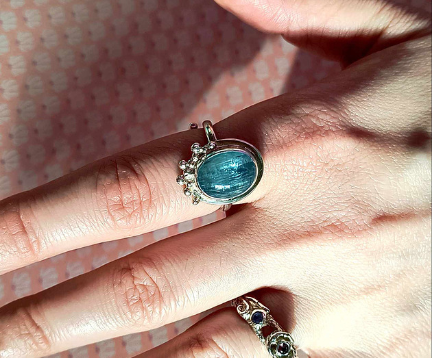 pierścionki srebrne Pierścionek AQUA kianit srebro z niebieskim kamieniem