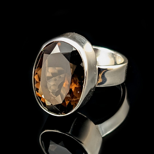 pierścionki srebrne Pierścionek tajemniczy klejnot- kwarc dymny
