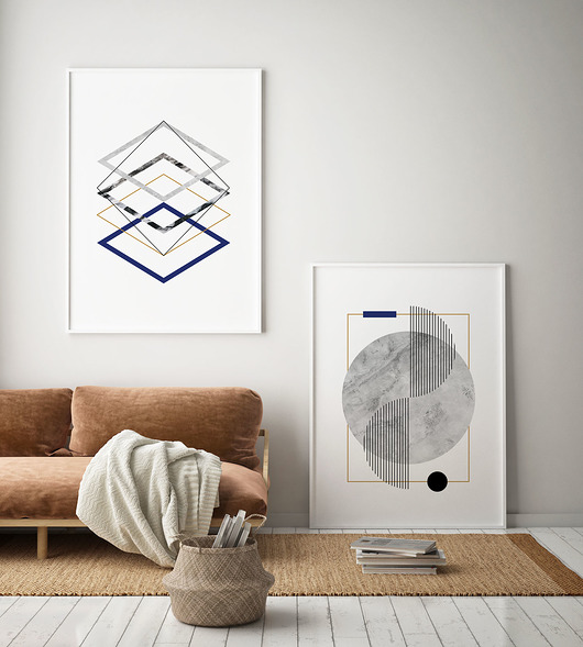 Dyptyk - Marine 1 i 3 - dwa plakaty geometryczne PLAKATY GEOMETRYCZNE