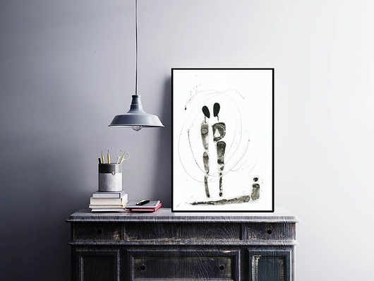 Grafika czarno-biała A3 wykonana ręcznie. Krystyna Siwek Art