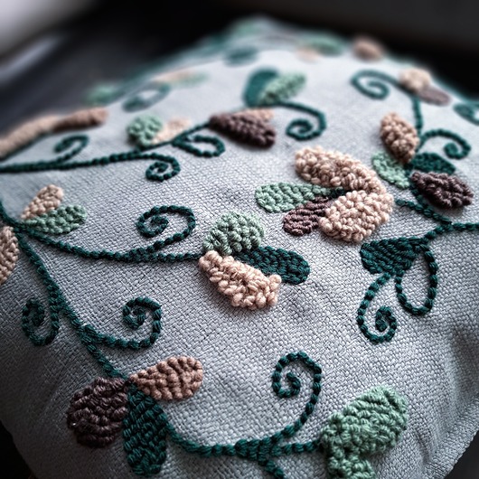 poduszki plecione Poduszka kwiaty punch needle boho natural
