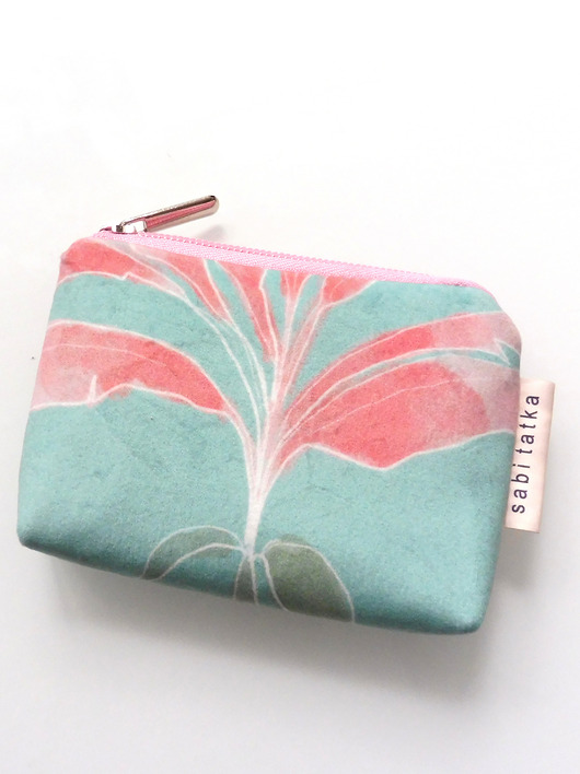 pokrowce i etui - na klucze Welurowe etui na klucze różowo-miętowe