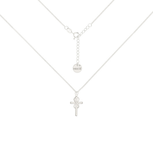 chokery Srebrny choker pancerka z krzyżem i nieskończonością