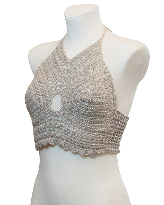 topy damskie Top / bralet na szydełku na lato ze 100 procent bawelny rozmiar L