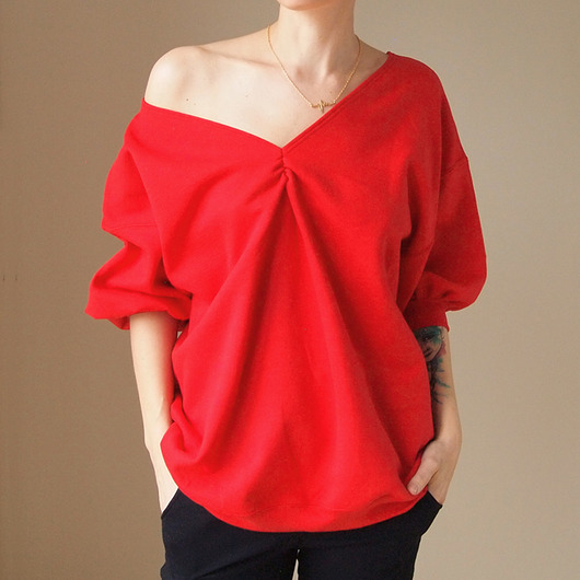 bluza bez kaptura damska Wielka Dwustronna Bluza Bomba Czerwona