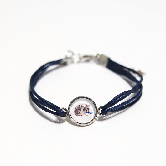 bransoletki na sznurku Bransoletka - Jeżyk mini - granatowa, sznurki