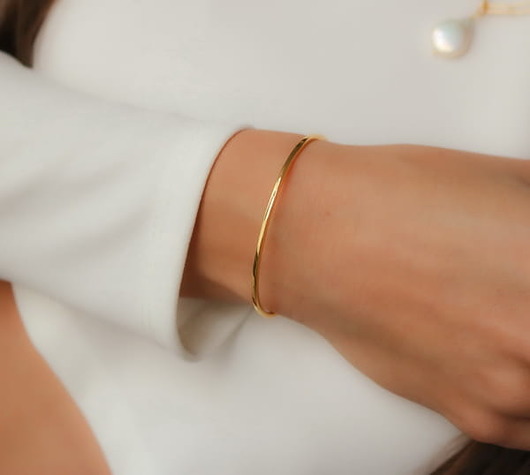 bransoletki złote Złota bransoletka obręcz "Golden Line"- srebro 925 pozłacane