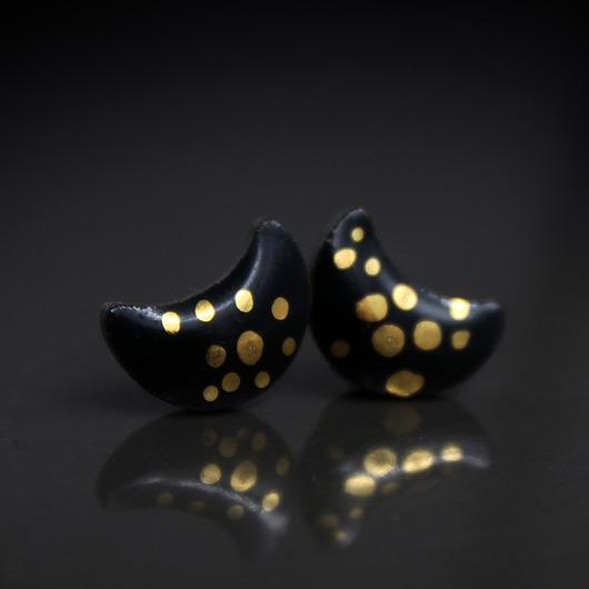 kolczyki ceramiczne Księżycowe/stal chirurgiczna/