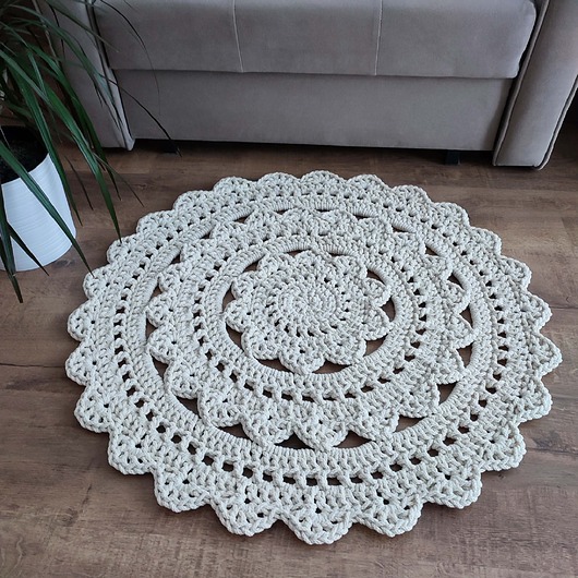 dywany Dywan ze sznurka bawełnianego szydełkowy 80cm