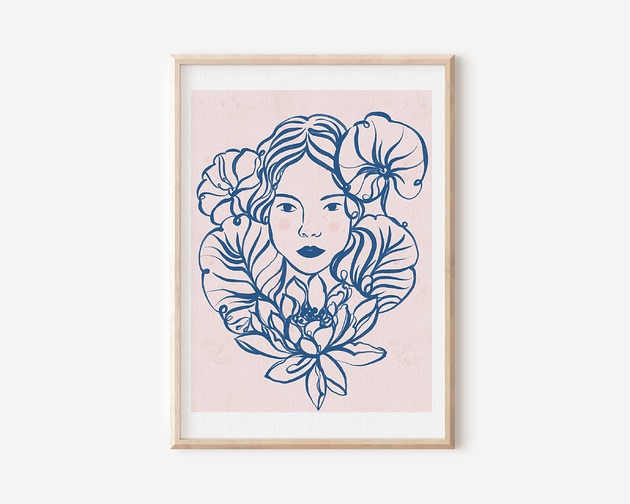 grafiki i ilustracje Plakat botaniczny   - DZIEWCZYNA Z LILIĄ WODNĄ