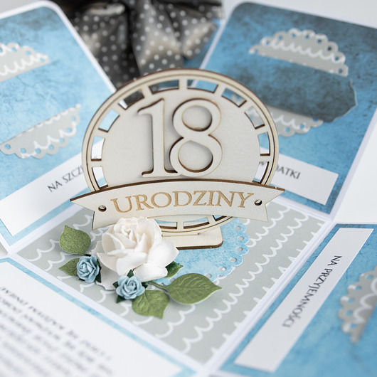 kartki scrapbooking 18 urodziny, exploding box, kartka 3d
