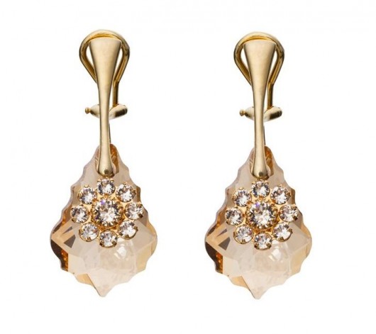 Złote barokowe kryształowe klipsy Swarovski SOTHO