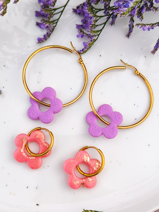 kolczyki z masy plastycznej Kolorowe słodkie kolczyki dla niej, biżuteria w pastelowym kolorze, boho