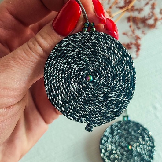 kolczyki soutache Kolczyki czarno srebrne koła lekkie