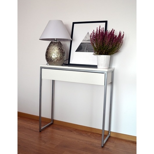 KONSOLA -z szufladą -wysoki połysk +chrom Papierówka Simple form of furniture