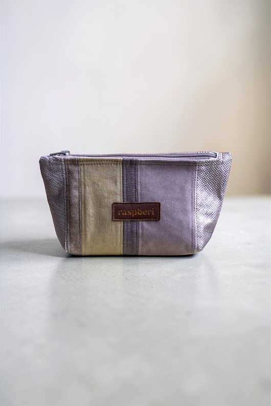 kosmetyczki Szara patchworkowa kosmetyczka MIDI