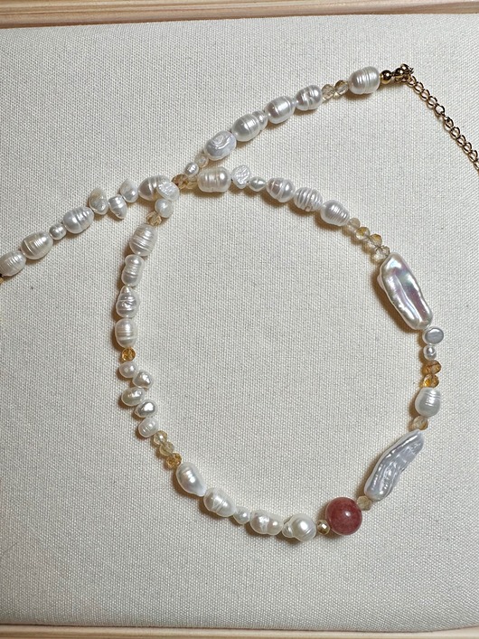 korale Naszyjnik Brave  z pereł cytrynu i jadeitu