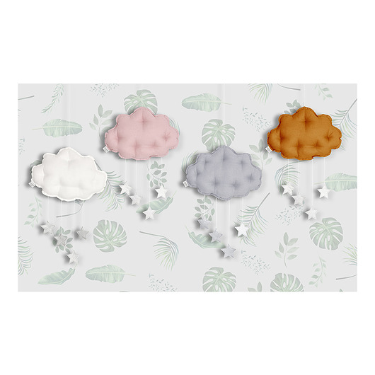 karuzele i girlandy do łóżeczka SZARY mobil chmurka, srebrne gwiazdki